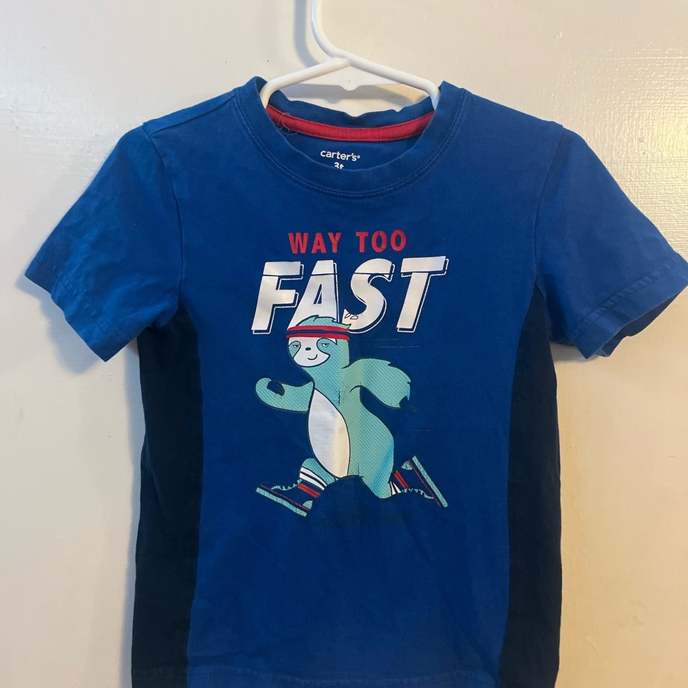 Carter's Blue 3T Sloth Tee Shirt - Way Too Fast 💙